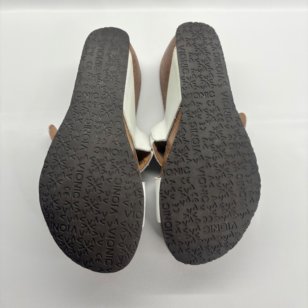 Vionic White Crossband Wedge Sandals with Gold Buckle - Picture 9 of 9